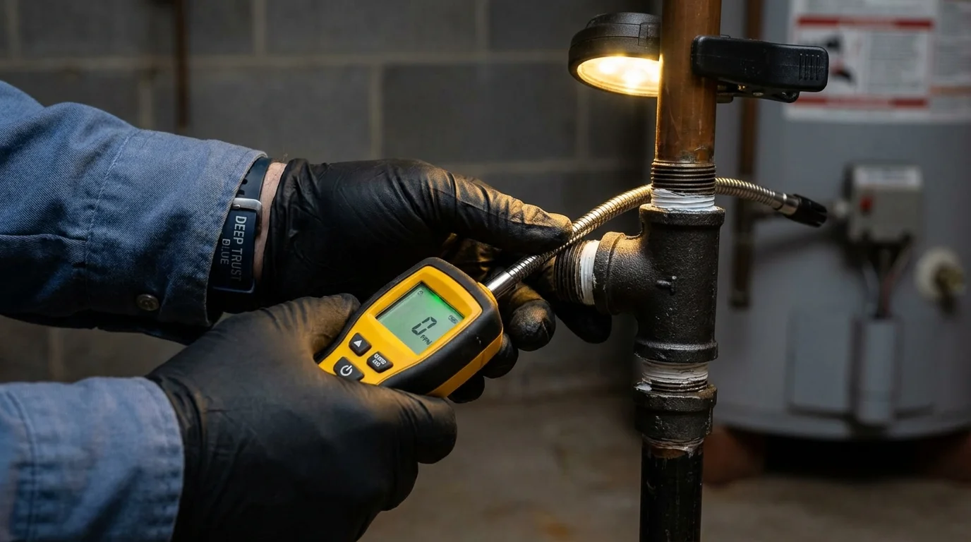 Gas leak detection with electronic sniffer by Johns Plumbing LLC in Nekoosa